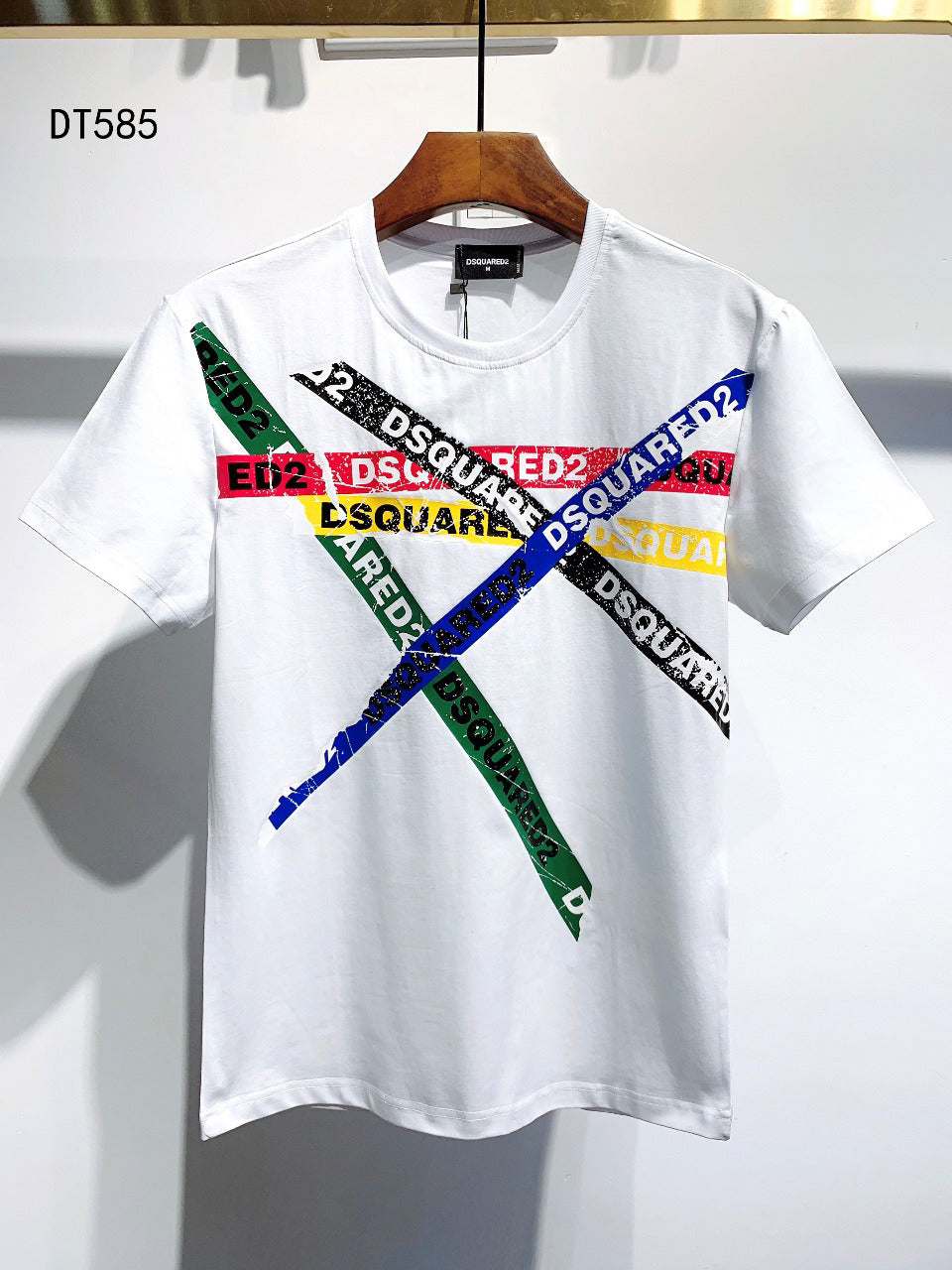 DSQUARED2 Men's Multicolor Cross Logo Print Crew Neck T-Shirt – Premium Cotton Streetwear Tee