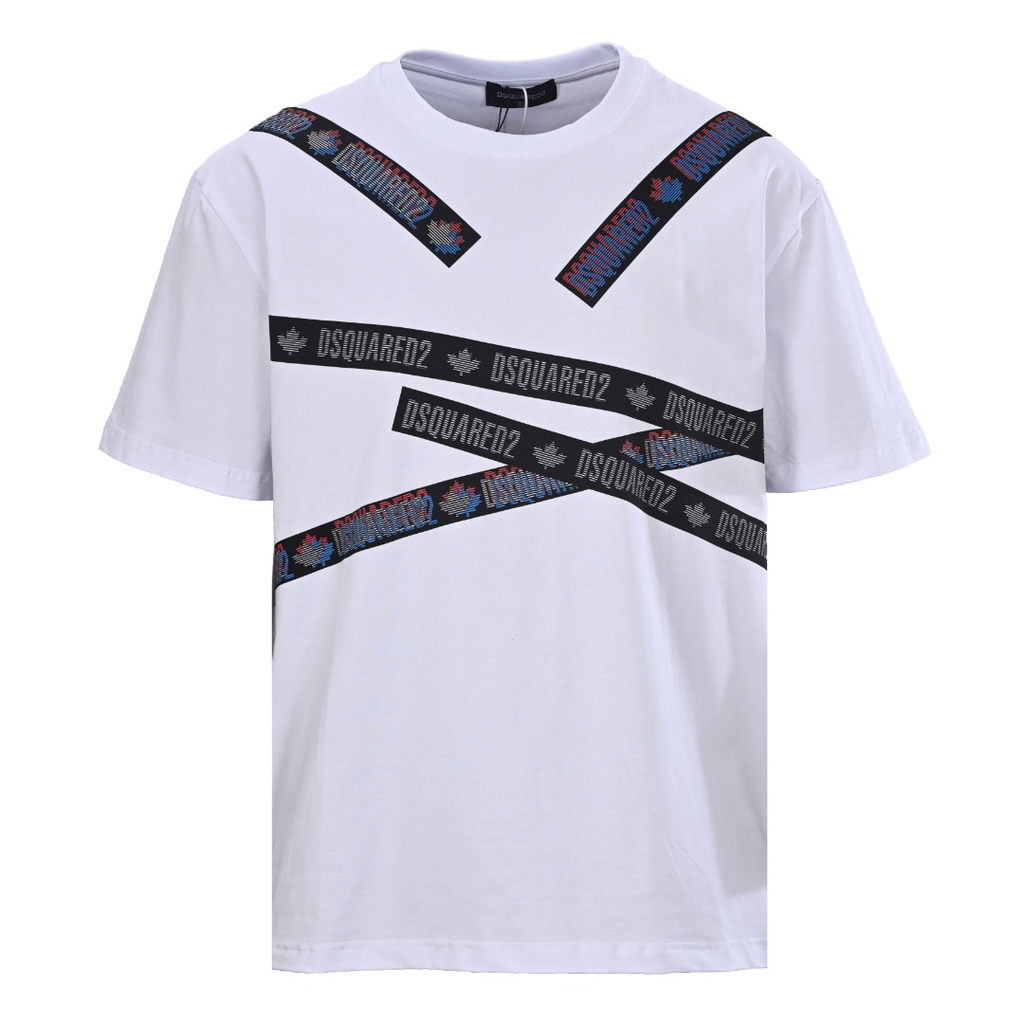 DSQUARED2 Cross Strap All-Over Logo Short-Sleeve T-Shirt
