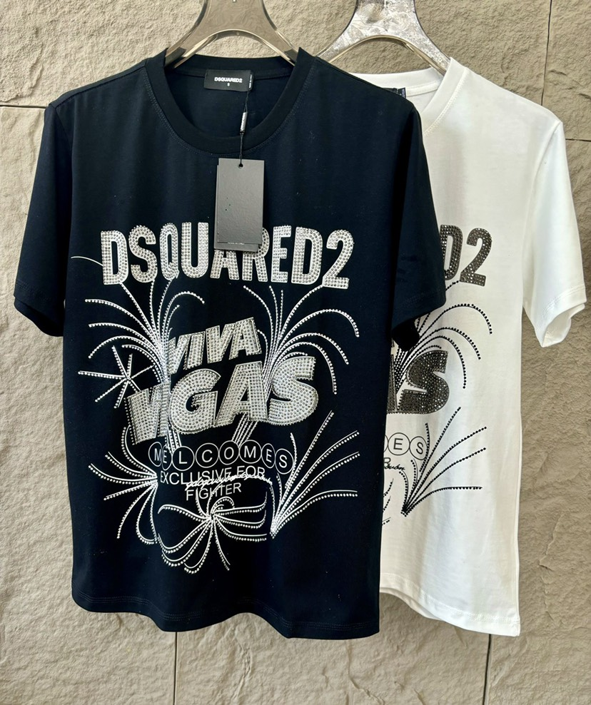 DSQUARED2 Viva Vegas Rhinestone Logo Short-Sleeve T-Shirt