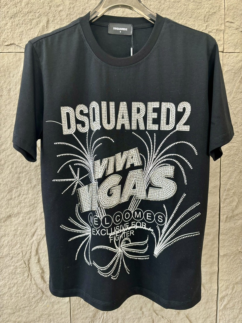 DSQUARED2 Viva Vegas Rhinestone Logo Short-Sleeve T-Shirt