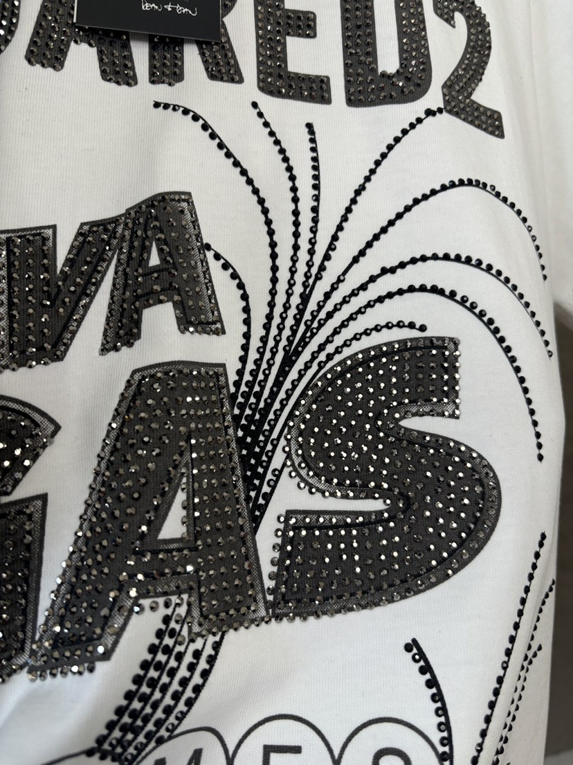 DSQUARED2 Viva Vegas Rhinestone Logo Short-Sleeve T-Shirt