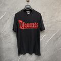 DSQUARED2 Gothic Red Logo Distressed Black T-Shirt