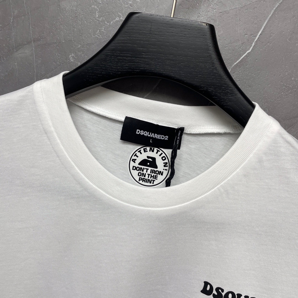 DSQUARED2 Minimal Logo Rasta Cuff White Short-Sleeve T-Shirt