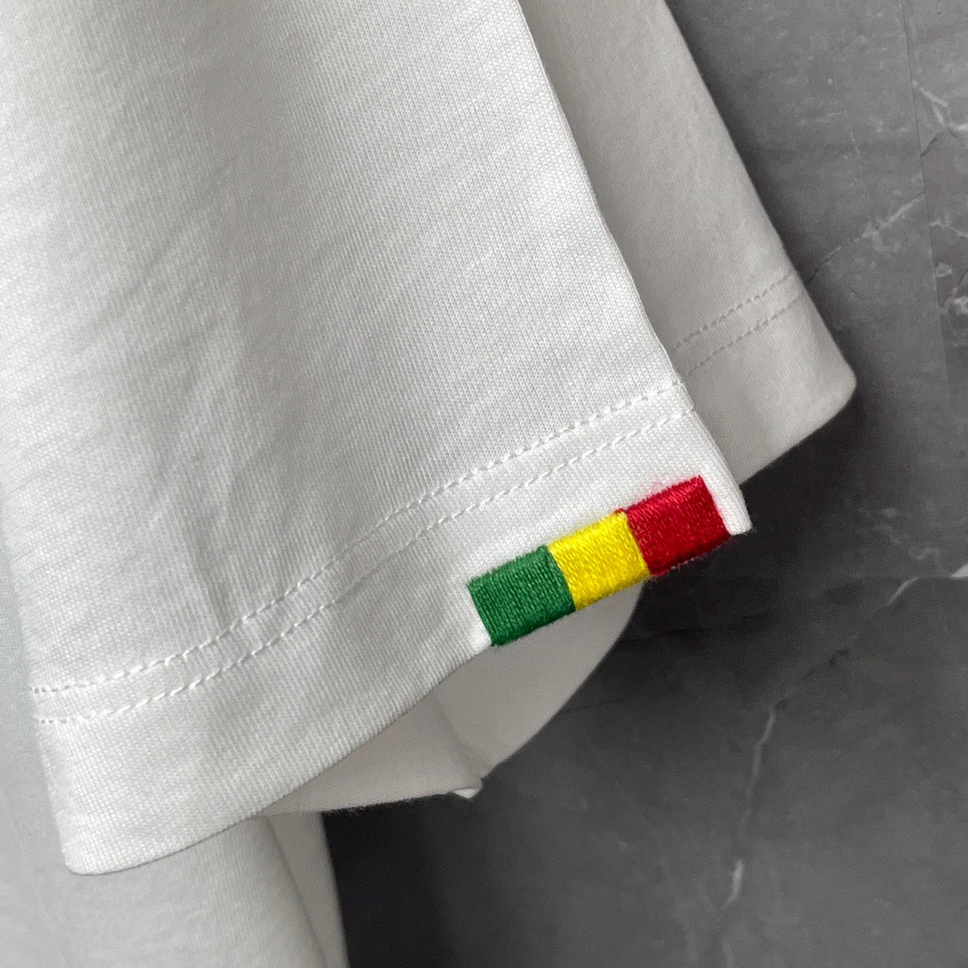 DSQUARED2 Minimal Logo Rasta Cuff White Short-Sleeve T-Shirt