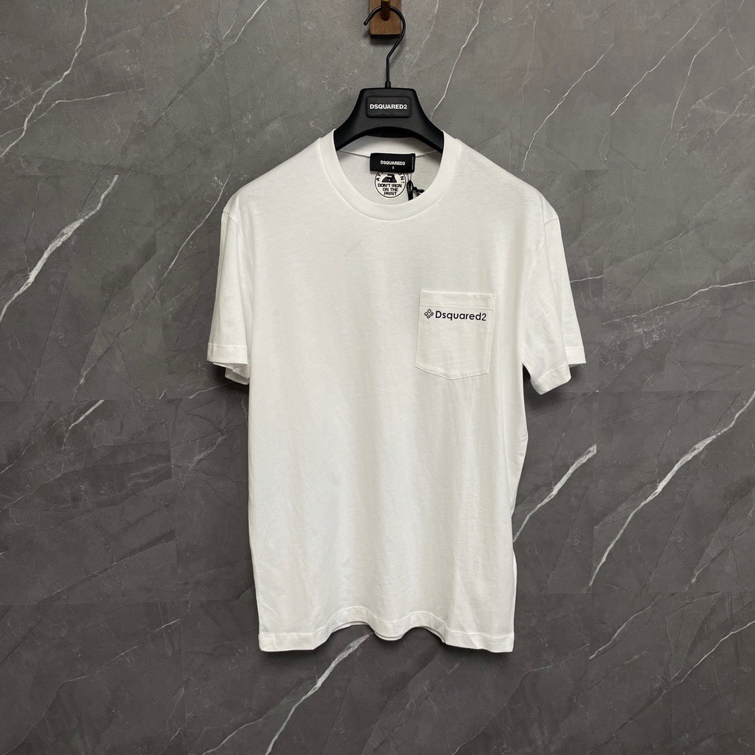 DSQUARED2 Chest Pocket Logo White Short-Sleeve T-Shirt