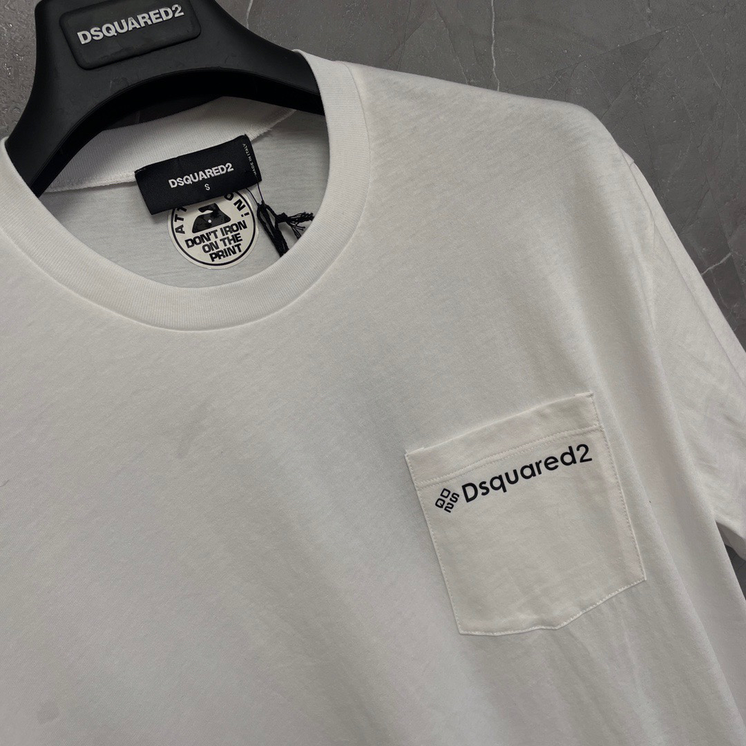 DSQUARED2 Chest Pocket Logo White Short-Sleeve T-Shirt