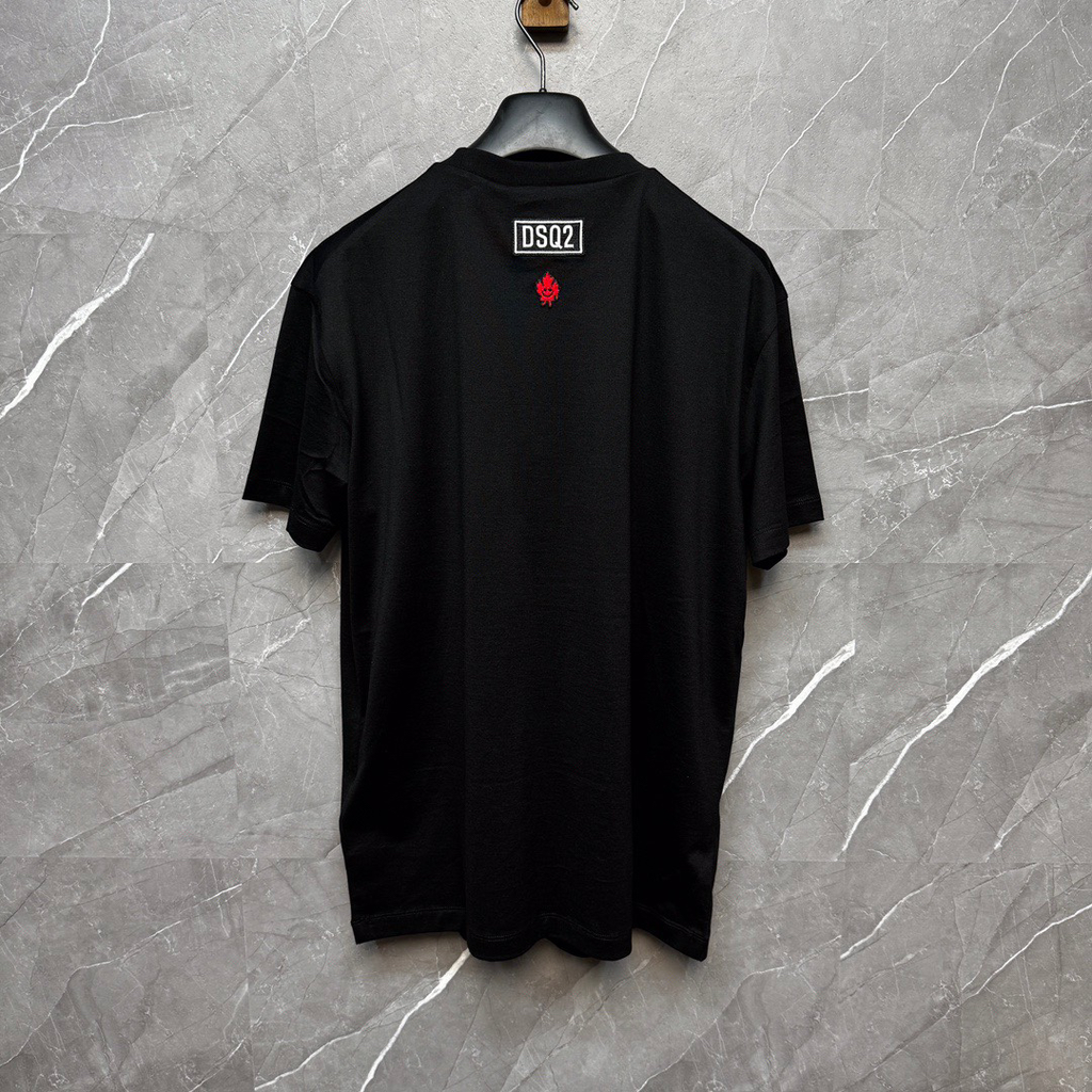 DSQUARED2 Minimal Black T-Shirt with Back Maple Logo