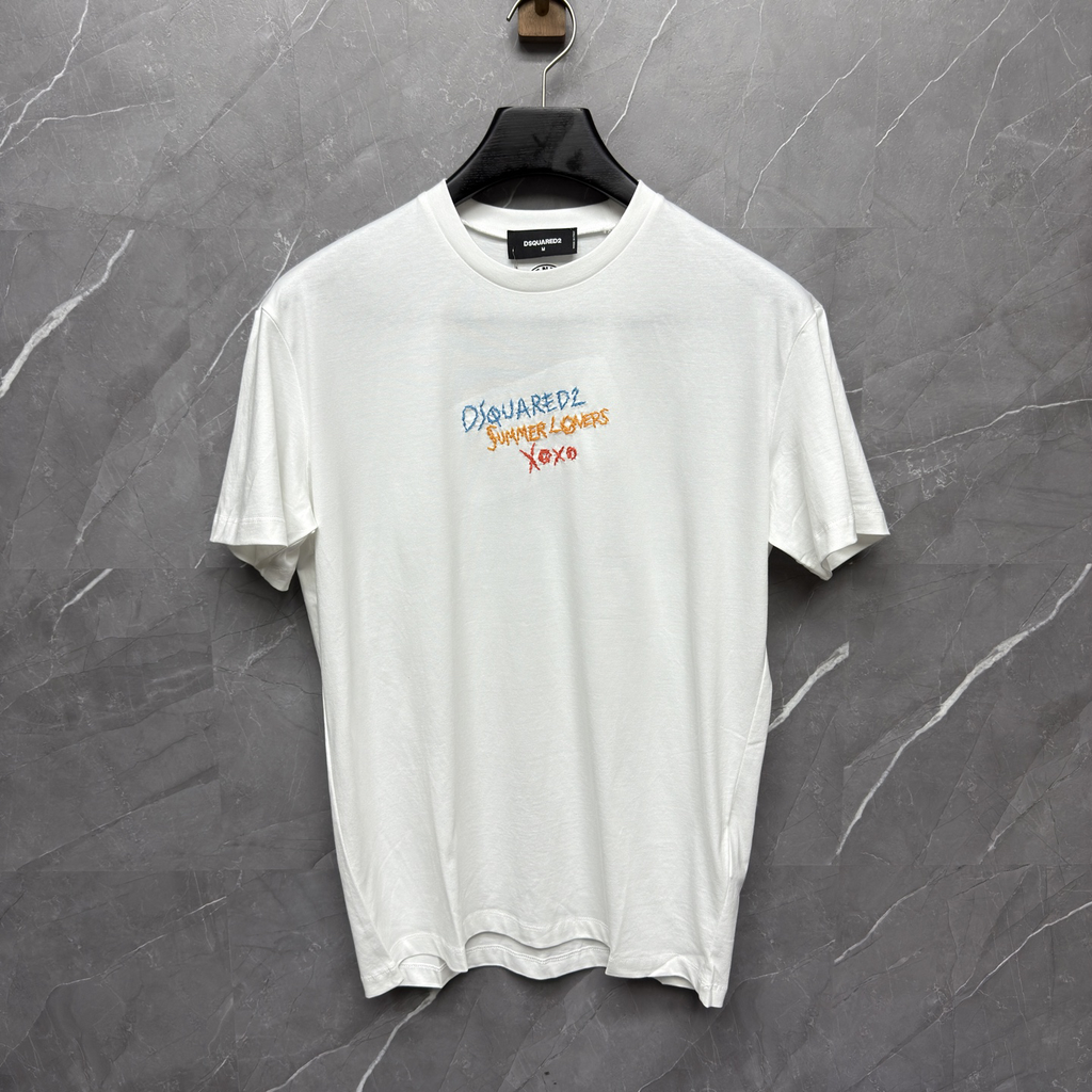 DSQUARED2 Summer Lovers Embroidered Logo White T-Shirt