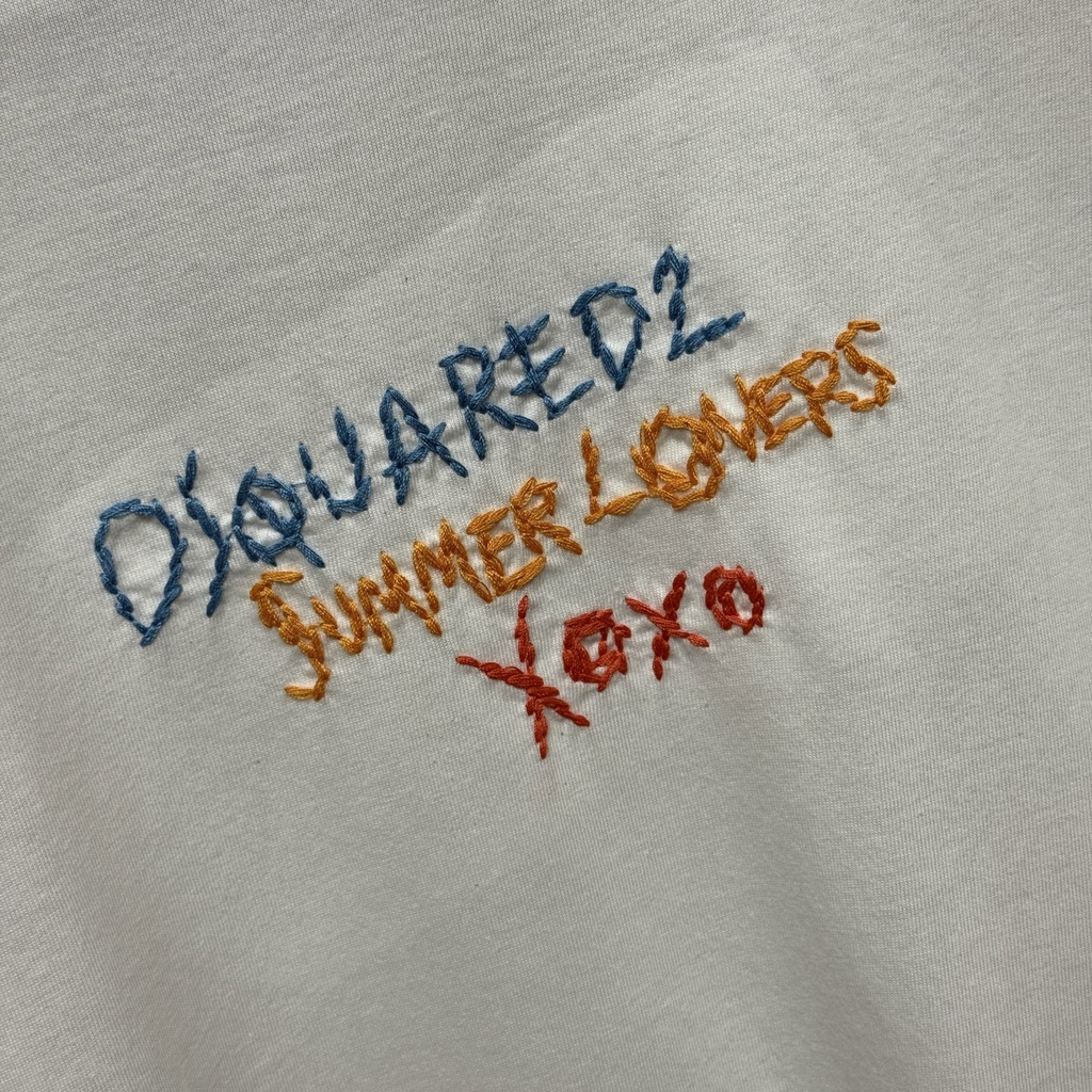 DSQUARED2 Summer Lovers Embroidered Logo White T-Shirt