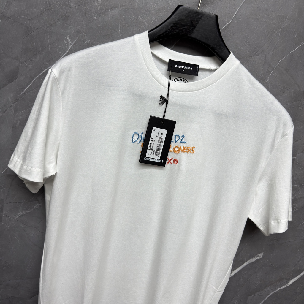 DSQUARED2 Summer Lovers Embroidered Logo White T-Shirt