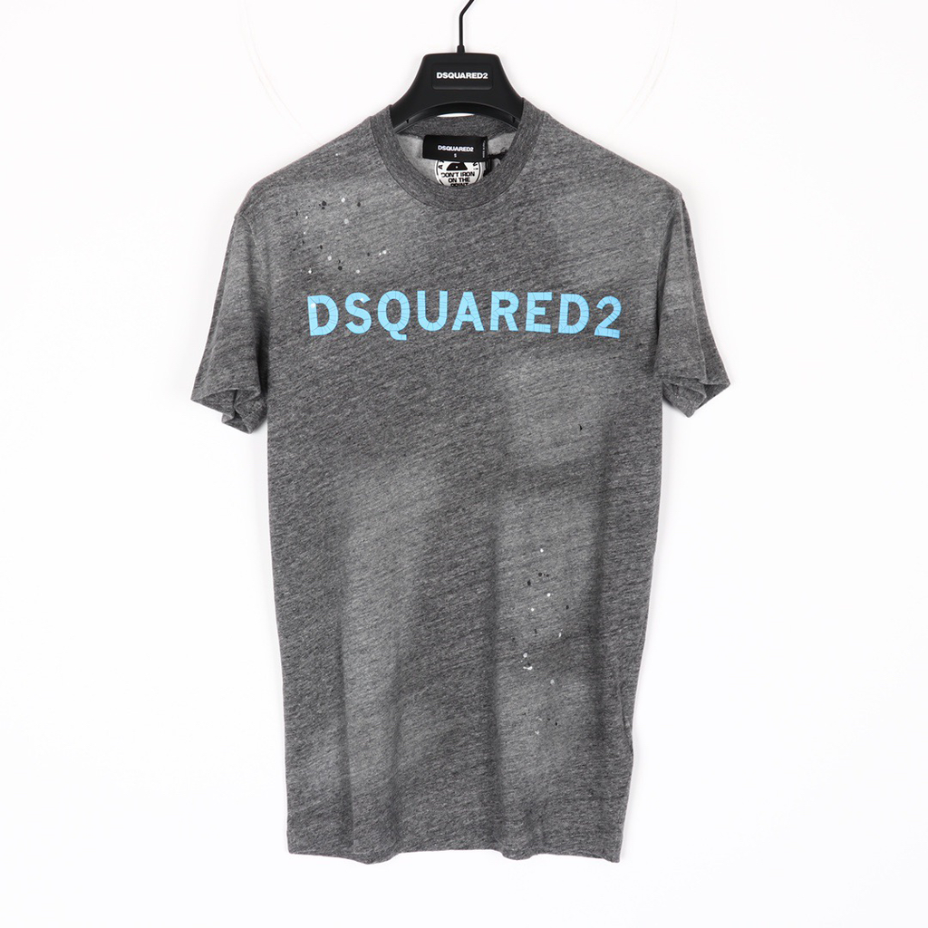 DSQUARED2 Washed Grey Logo Distressed T-Shirt