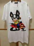 DSQUARED2 Cartoon French Bulldog Snowmobile White T-Shirt