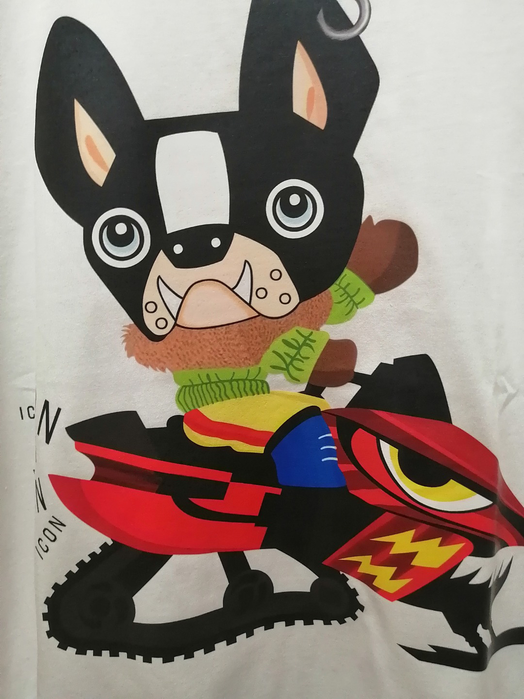 DSQUARED2 Cartoon French Bulldog Snowmobile White T-Shirt