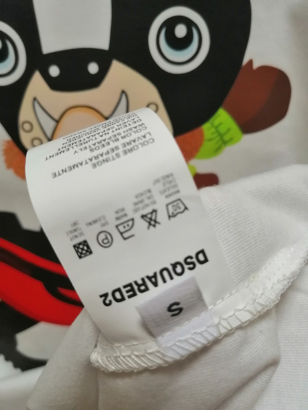 DSQUARED2 Cartoon French Bulldog Snowmobile White T-Shirt