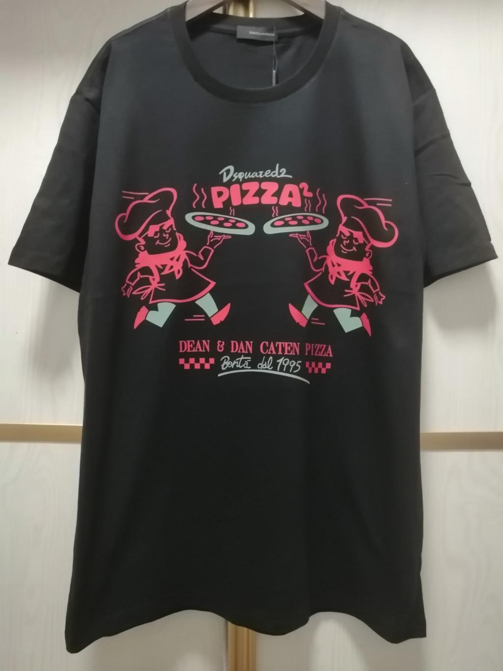 DSQUARED2 Pizza Chef Cartoon Black T-Shirt
