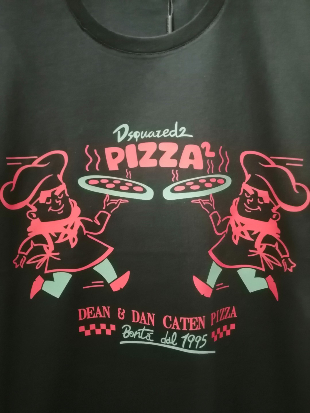 DSQUARED2 Pizza Chef Cartoon Black T-Shirt