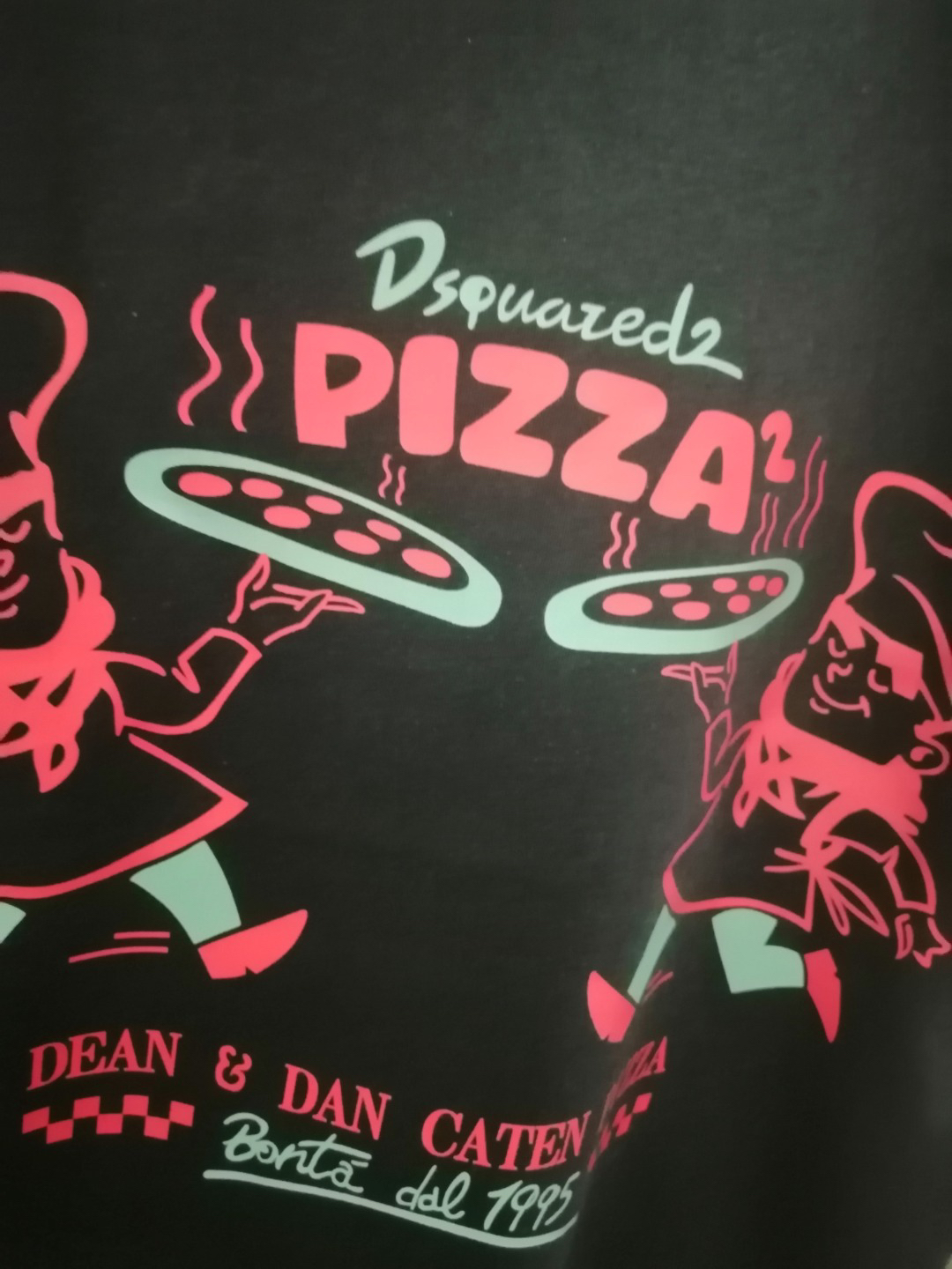 DSQUARED2 Pizza Chef Cartoon Black T-Shirt