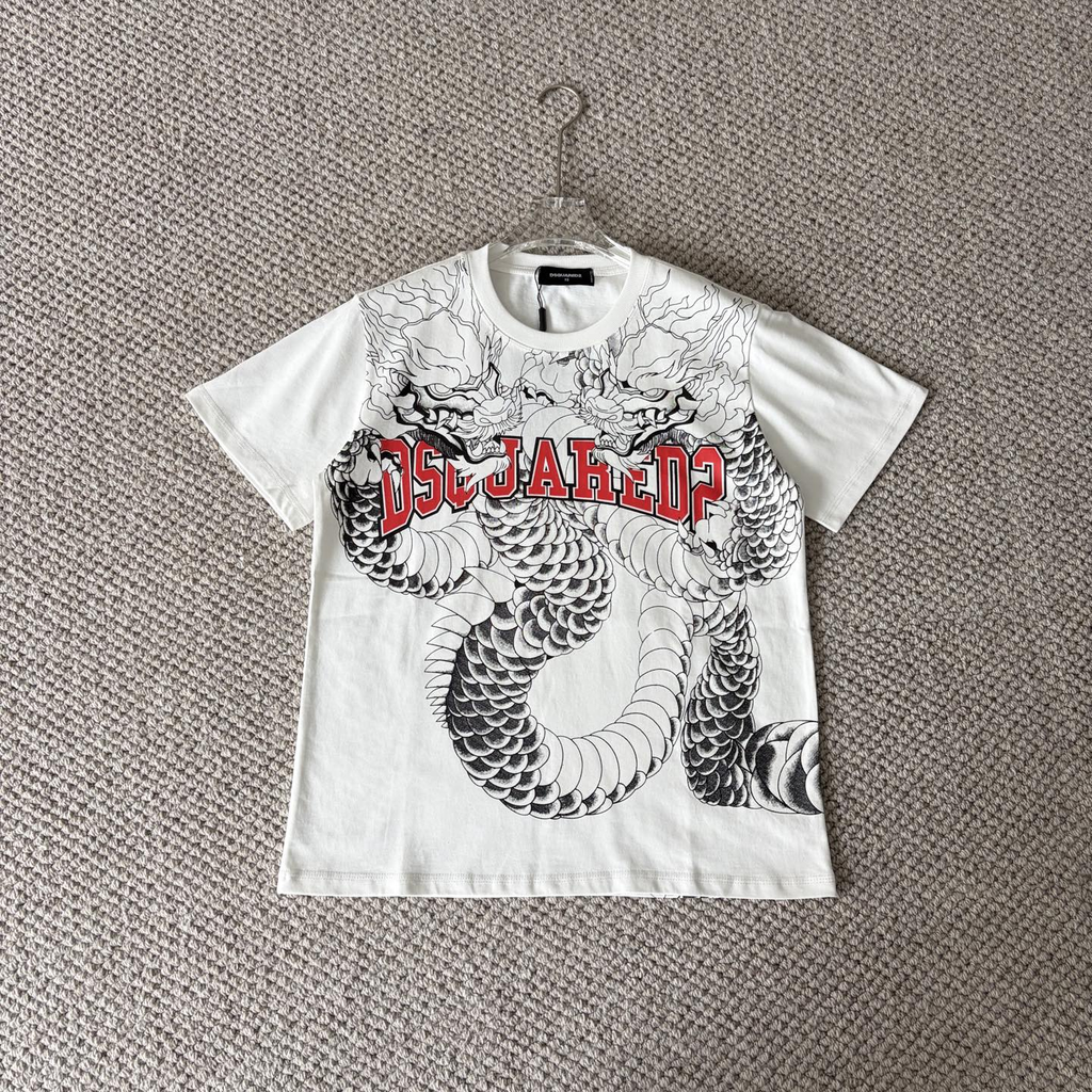 DSQUARED2 Dragon Graphic Print White T-Shirt