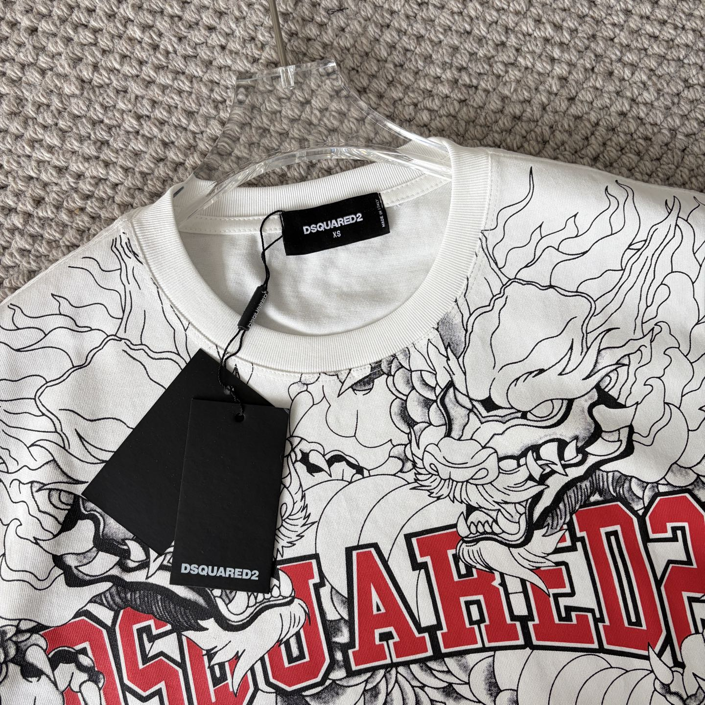 DSQUARED2 Dragon Graphic Print White T-Shirt