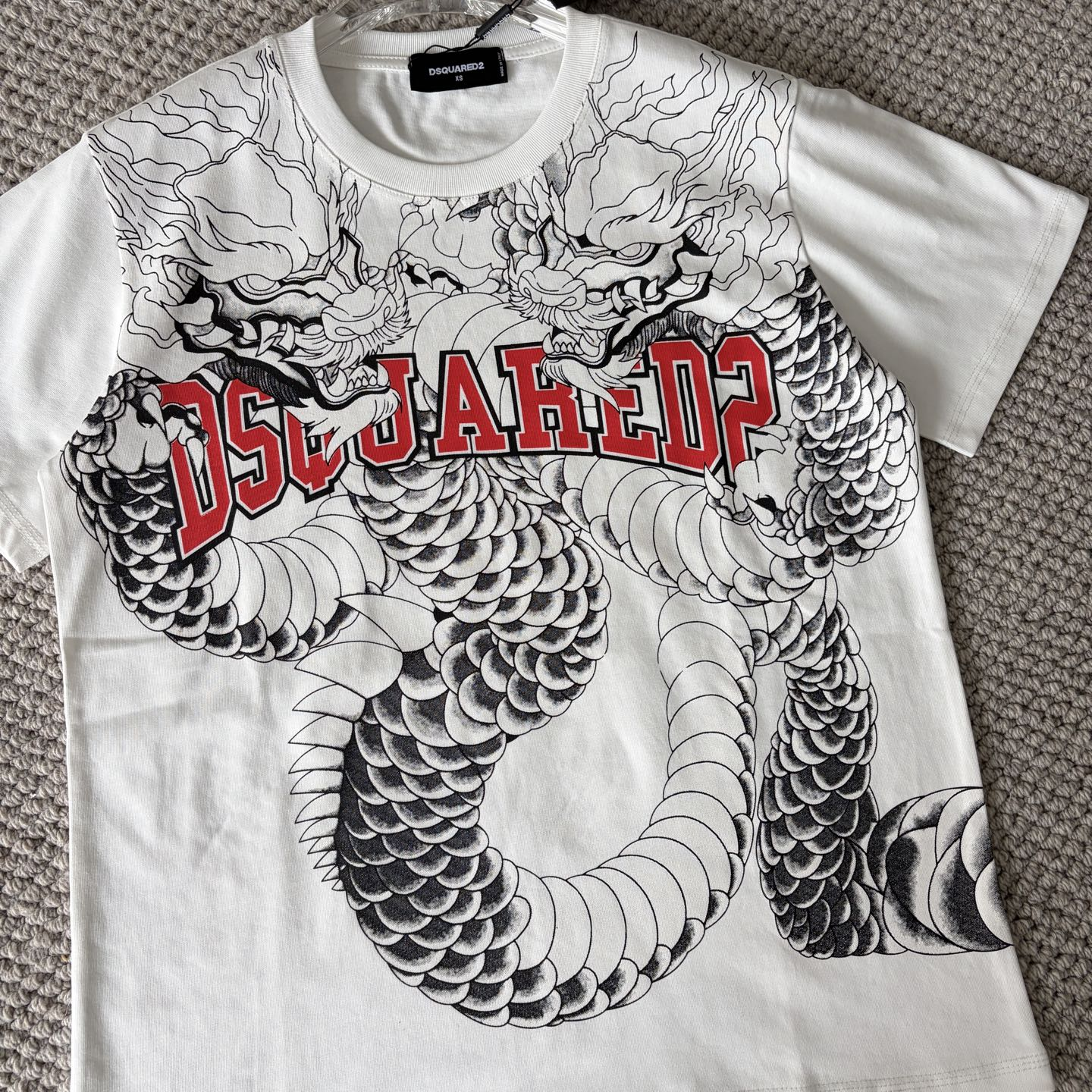 DSQUARED2 Dragon Graphic Print White T-Shirt