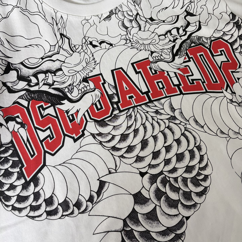 DSQUARED2 Dragon Graphic Print White T-Shirt