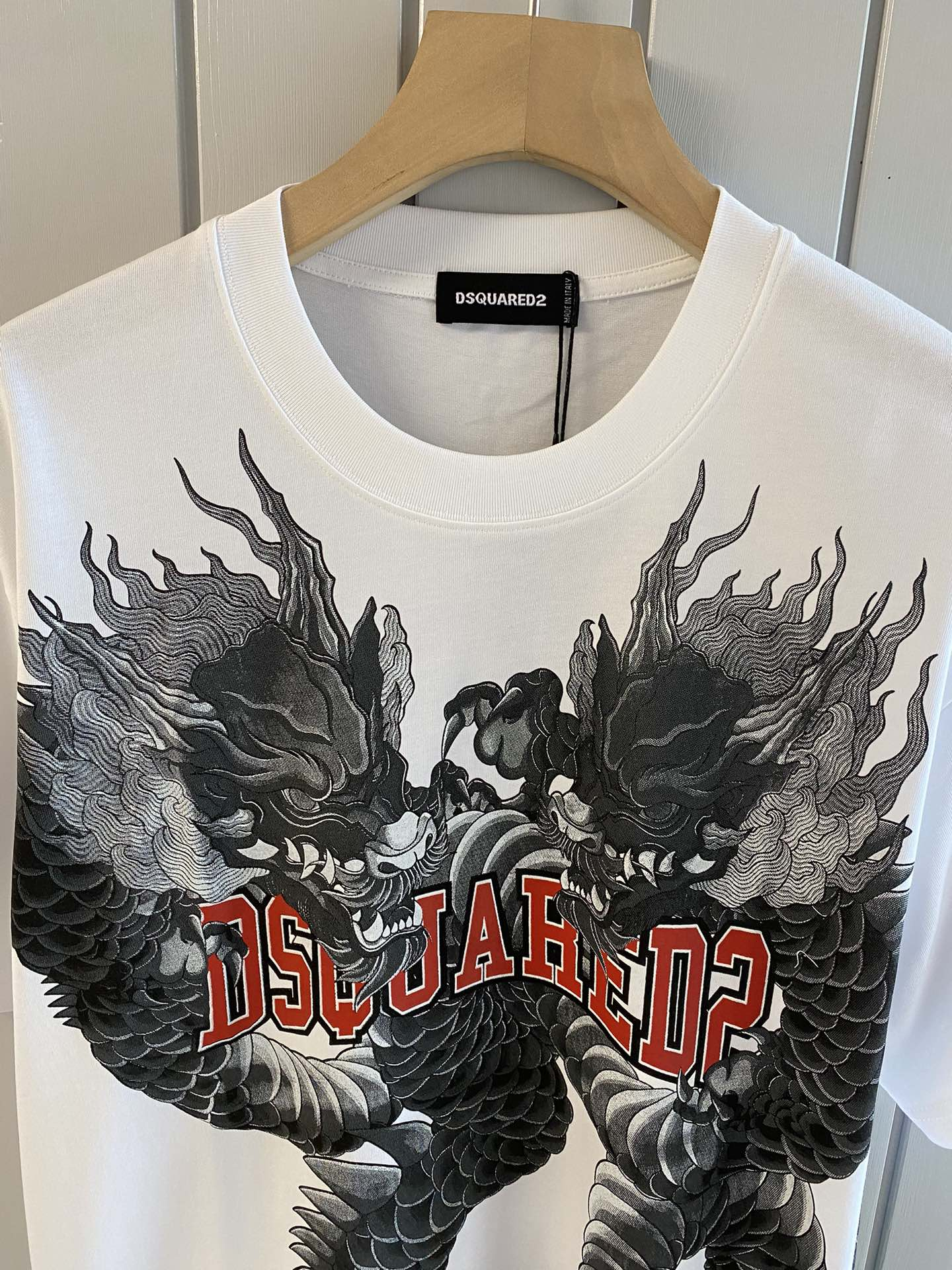 DSQUARED2 Dragon Graphic Print White T-Shirt