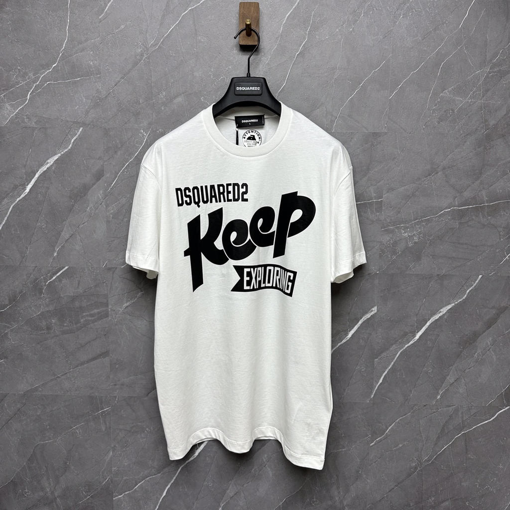 DSQUARED2 "Keep Exploring" Slogan White T-Shirt