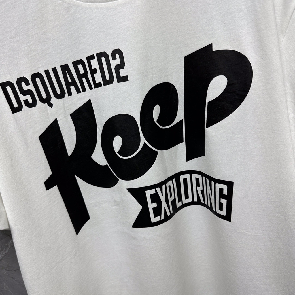 DSQUARED2 "Keep Exploring" Slogan White T-Shirt