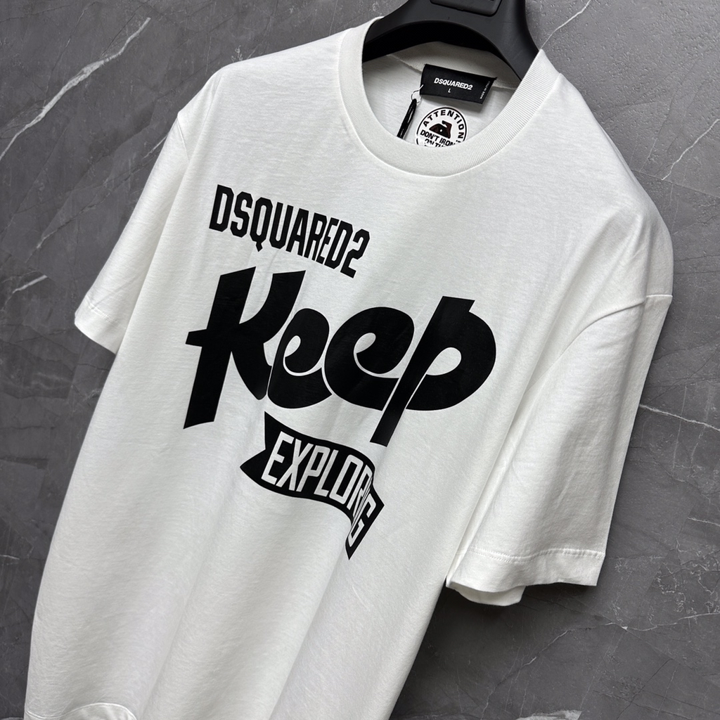 DSQUARED2 "Keep Exploring" Slogan White T-Shirt