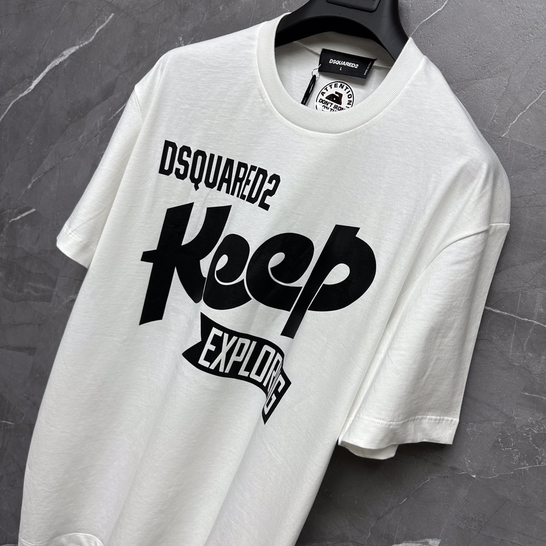 DSQUARED2 "Keep Exploring" Slogan White T-Shirt