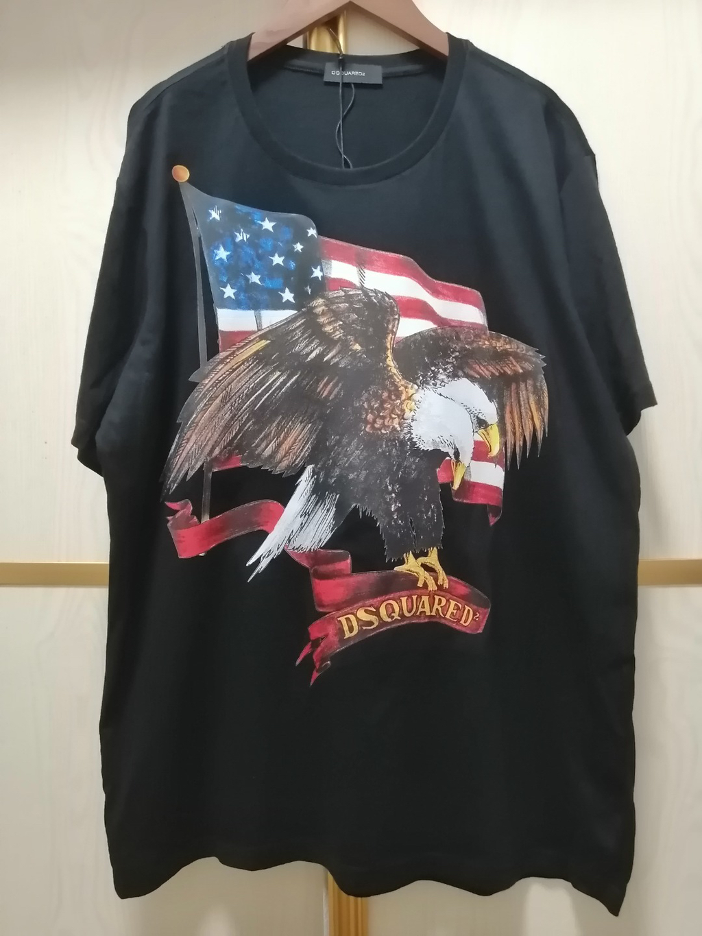 DSQUARED2 Eagle & American Flag Graphic Black T-Shirt