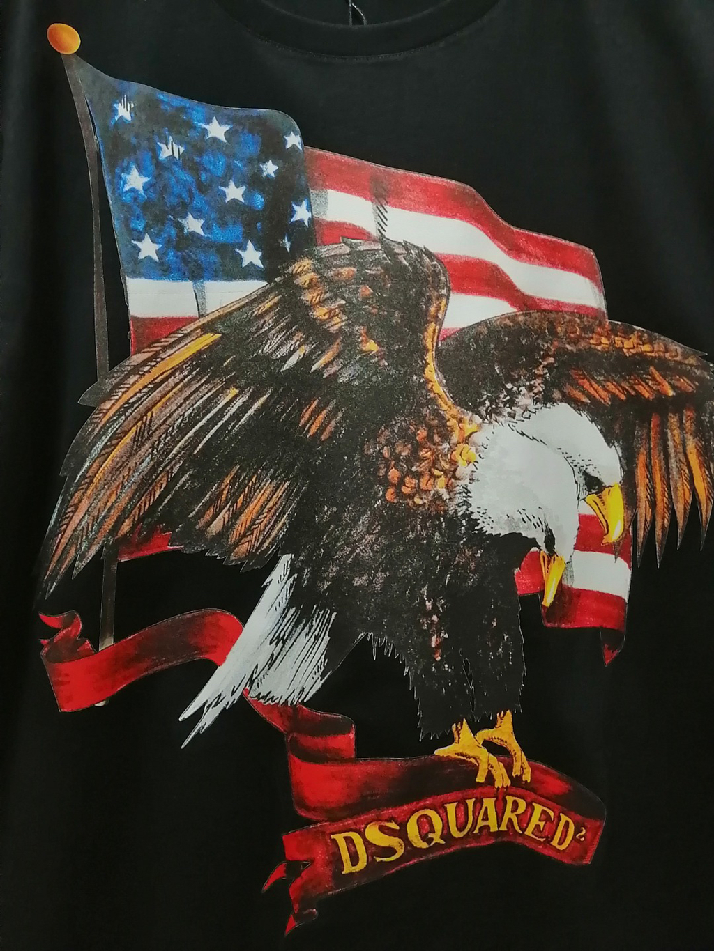DSQUARED2 Eagle & American Flag Graphic Black T-Shirt