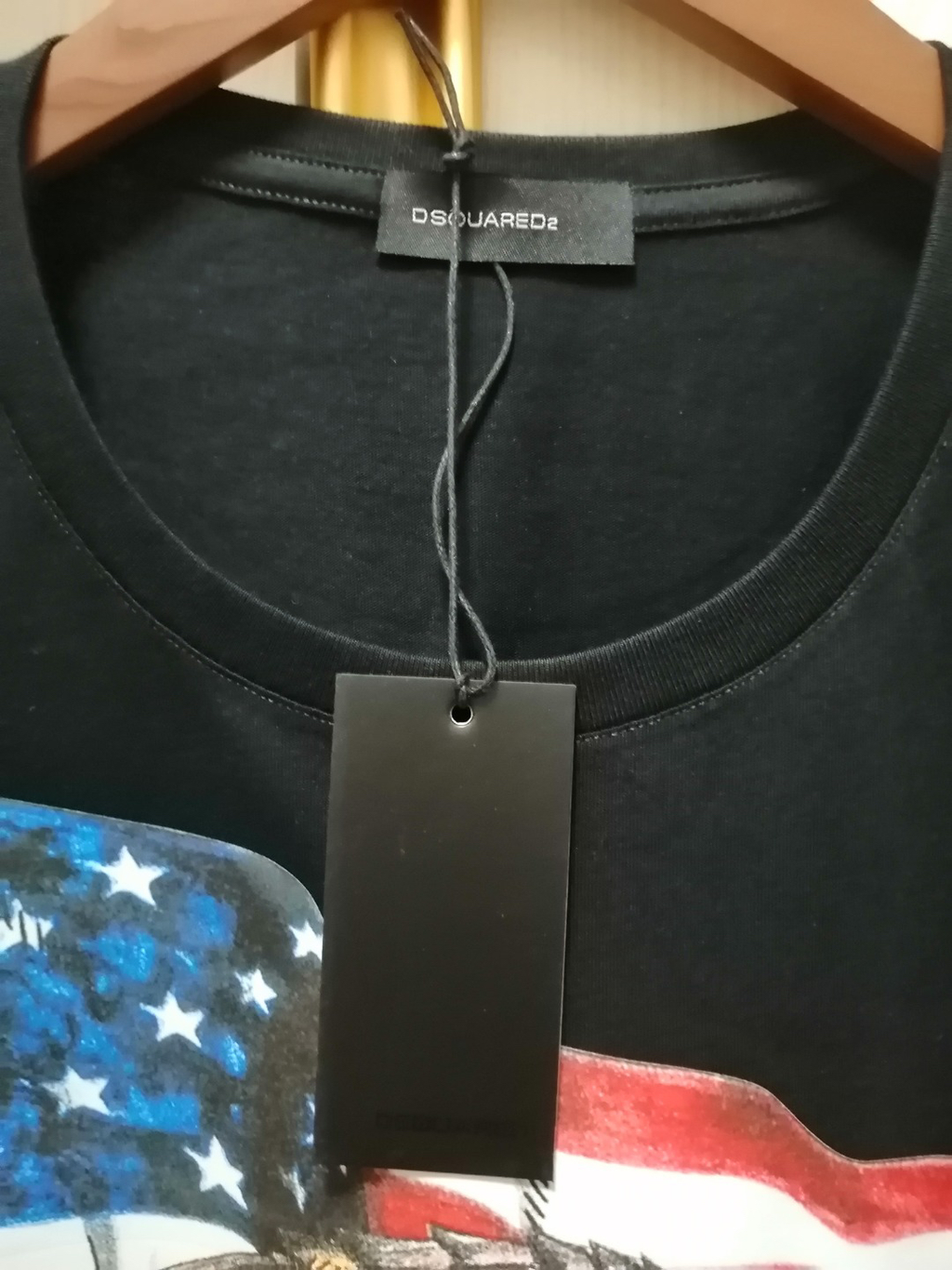 DSQUARED2 Eagle & American Flag Graphic Black T-Shirt