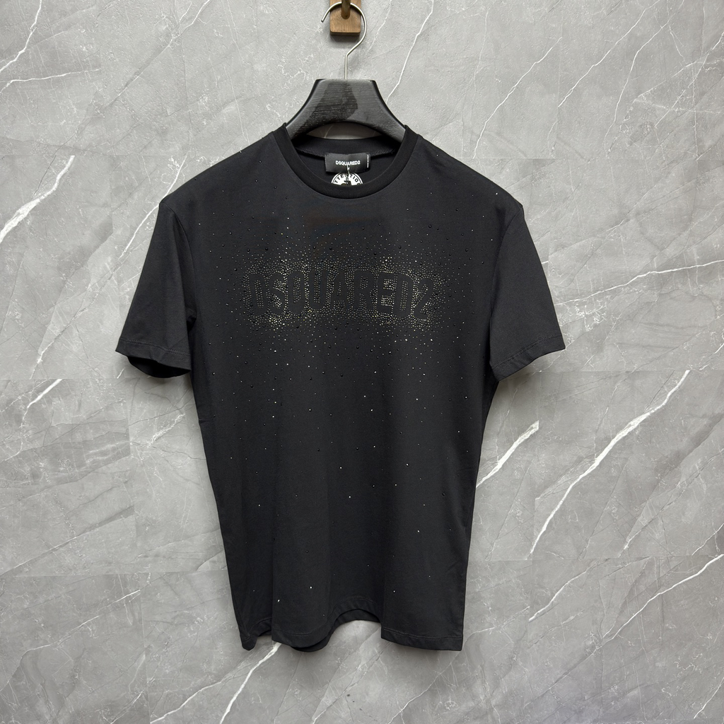 DSQUARED2 Rhinestone Logo Black T-Shirt