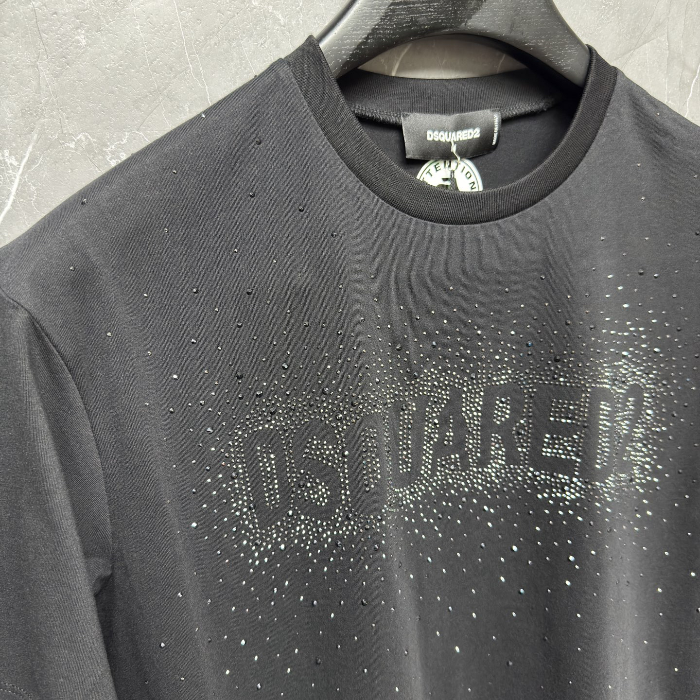 DSQUARED2 Rhinestone Logo Black T-Shirt