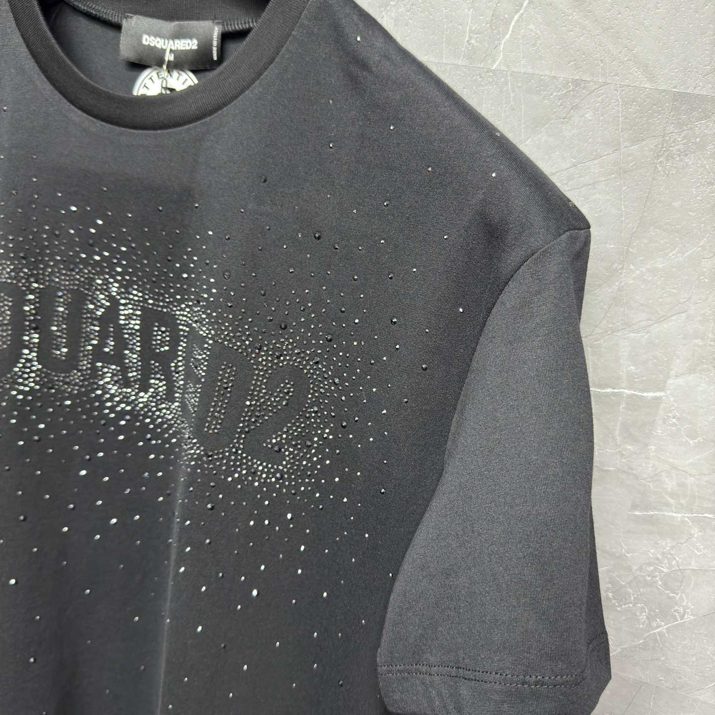 DSQUARED2 Rhinestone Logo Black T-Shirt