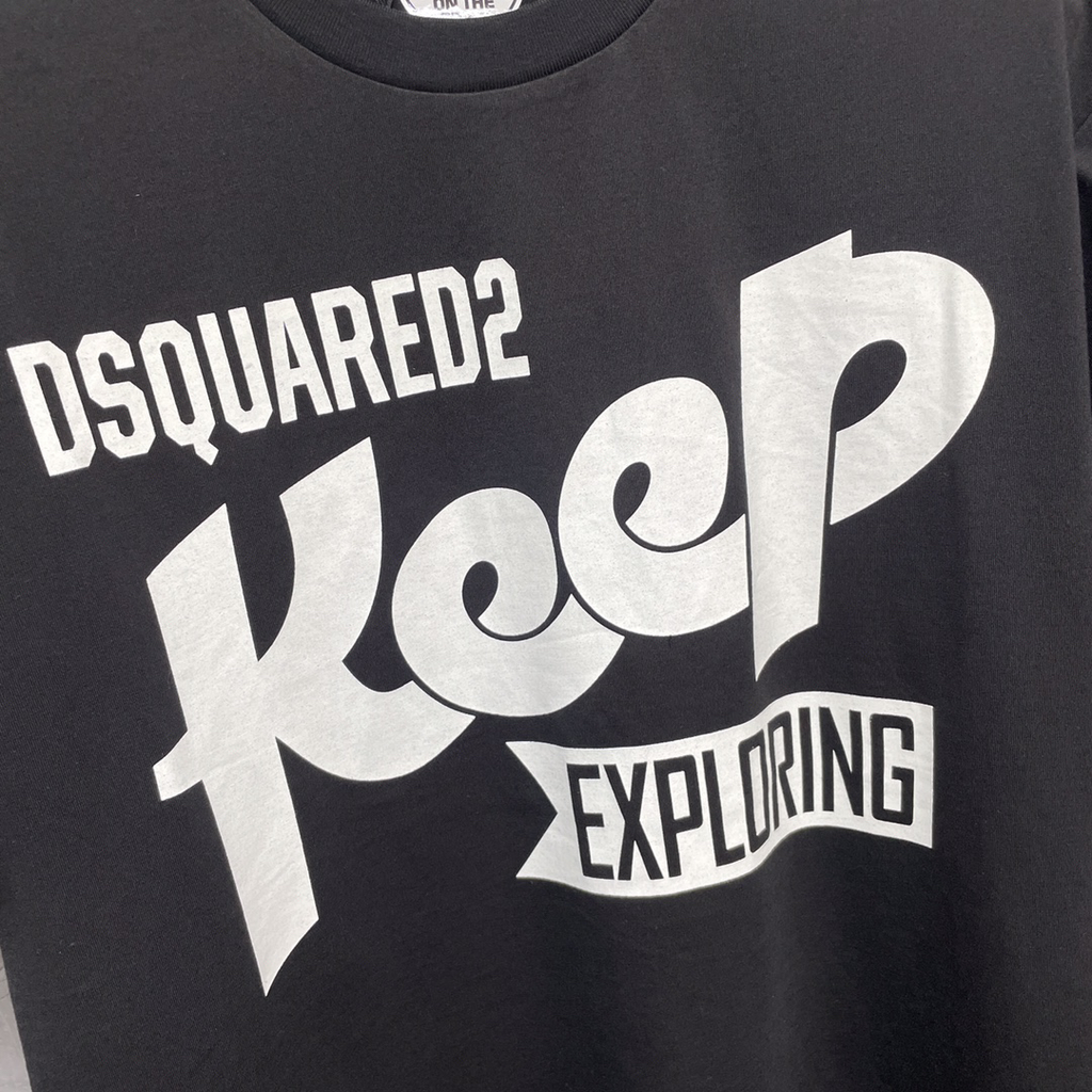 DSQUARED2 "Keep Exploring" Slogan Black T-Shirt