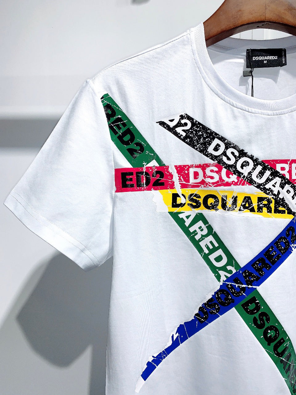 DSQUARED2 Men's Multicolor Cross Logo Print Crew Neck T-Shirt – Premium Cotton Streetwear Tee