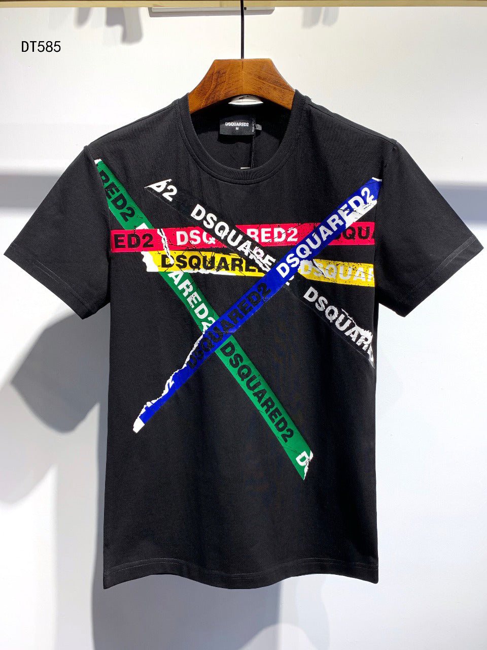 DSQUARED2 Men's Multicolor Cross Logo Print Crew Neck T-Shirt – Premium Cotton Streetwear Tee