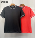 DSQUARED2 Logo Tape Collar & Cuff T-Shirt Men's Casual Short Sleeve Tee Black Red